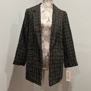 NWT Black and Gold Metallic Tweed Blazer